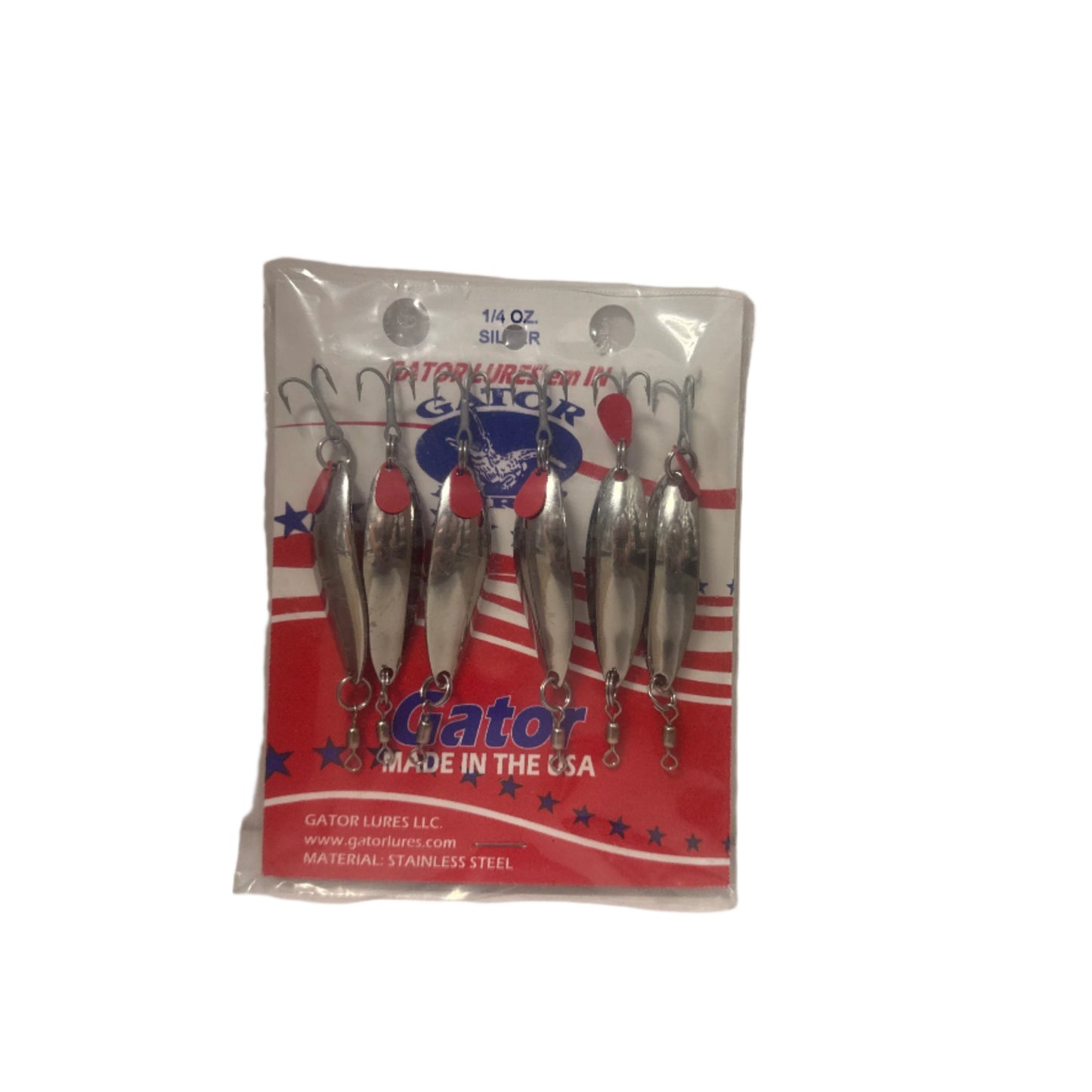 Gator Casting Spoon Lures -1/4 OZ 6 Pack - Silver