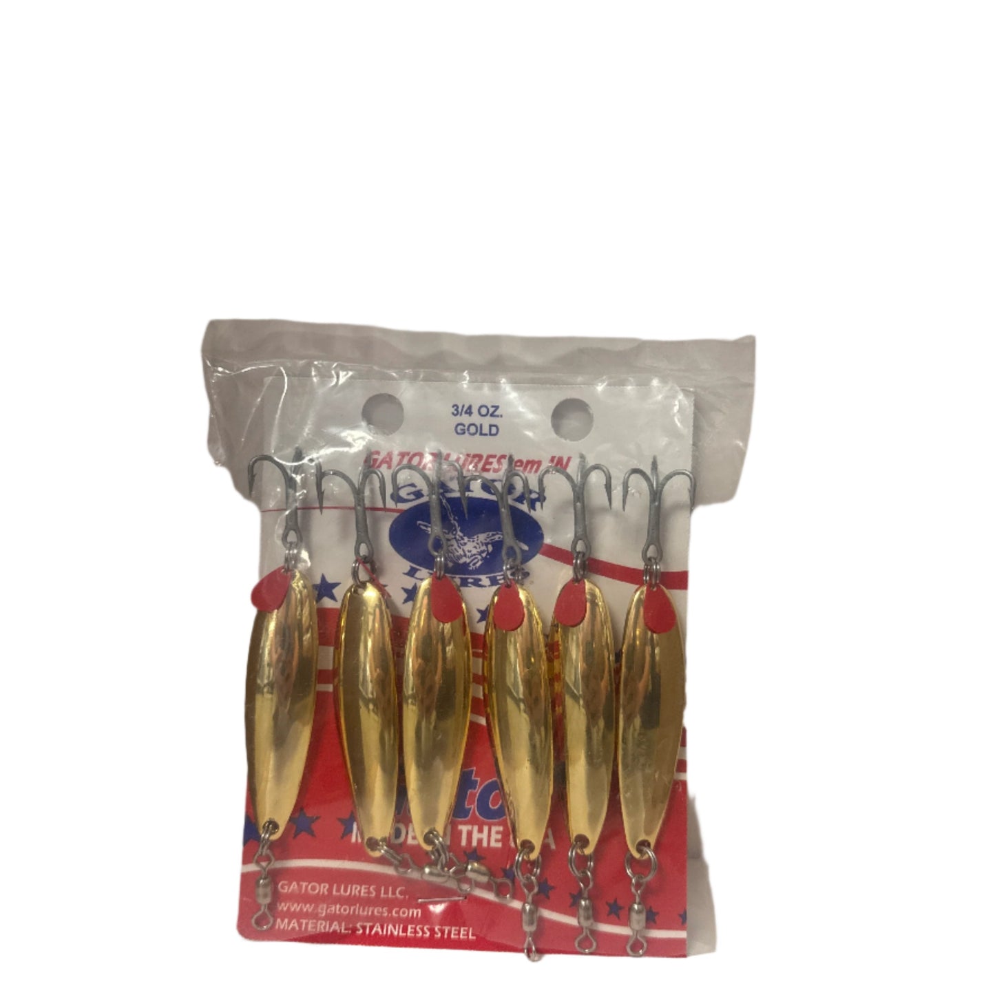 Gator Casting Spoon Lures -3/4 OZ  6 Pack - Gold