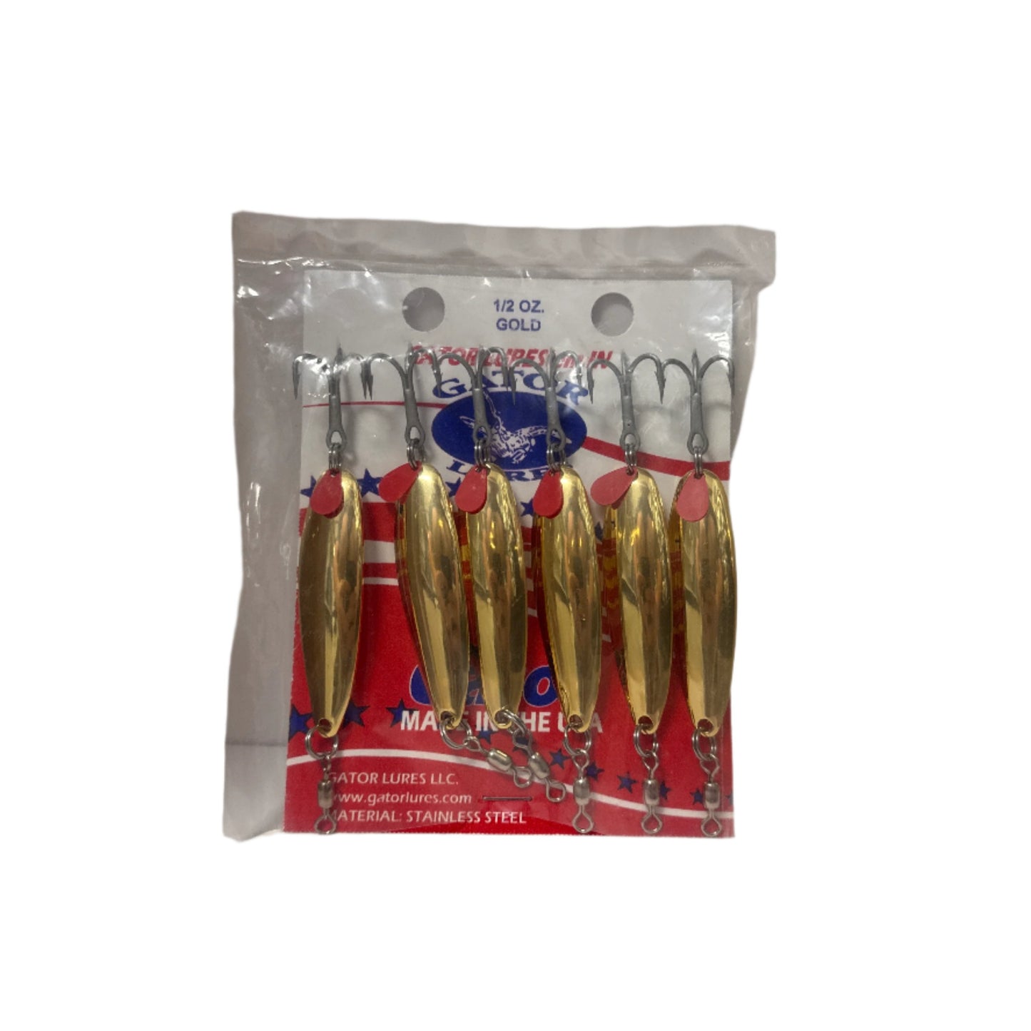 Gator Casting Spoon Lures -1/2 OZ 6 Pack - Gold