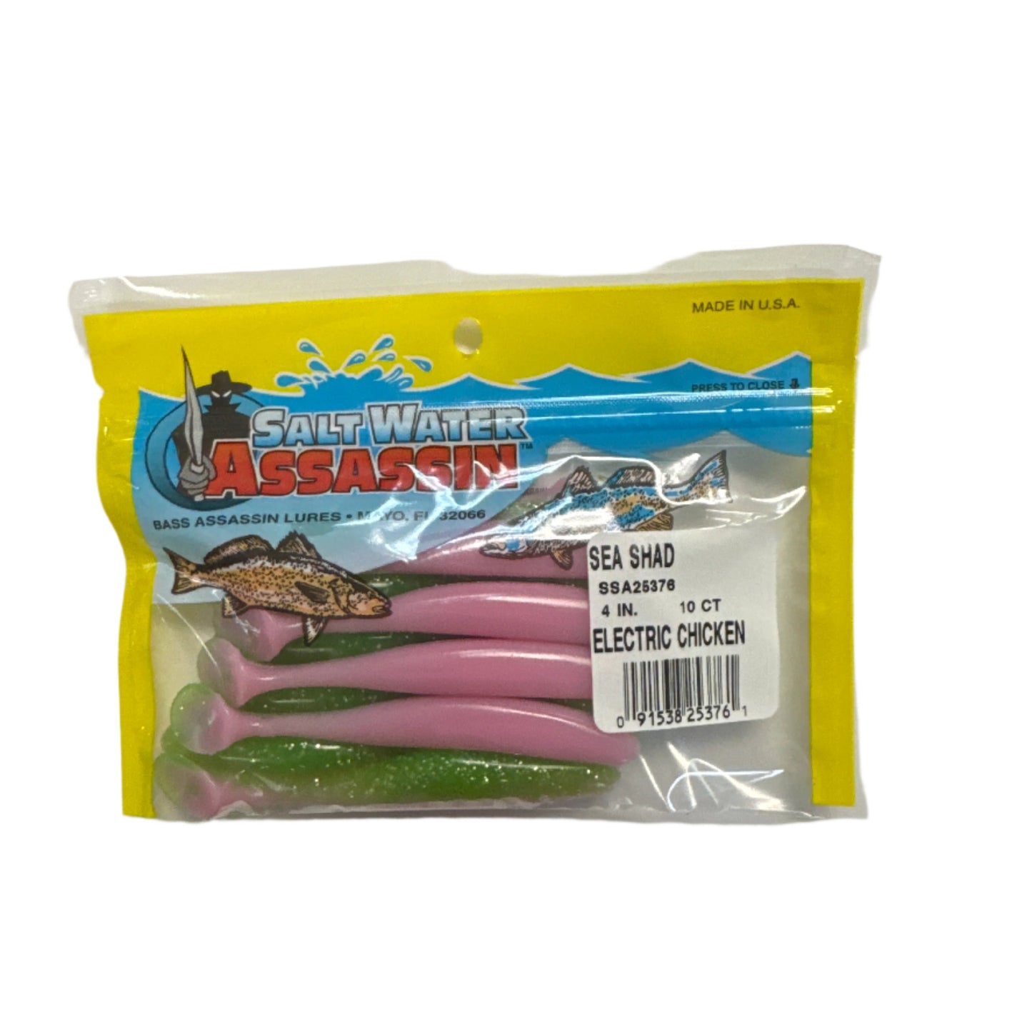 Saltwater Assassin Shad Electric Chicken 4in 10 Ct