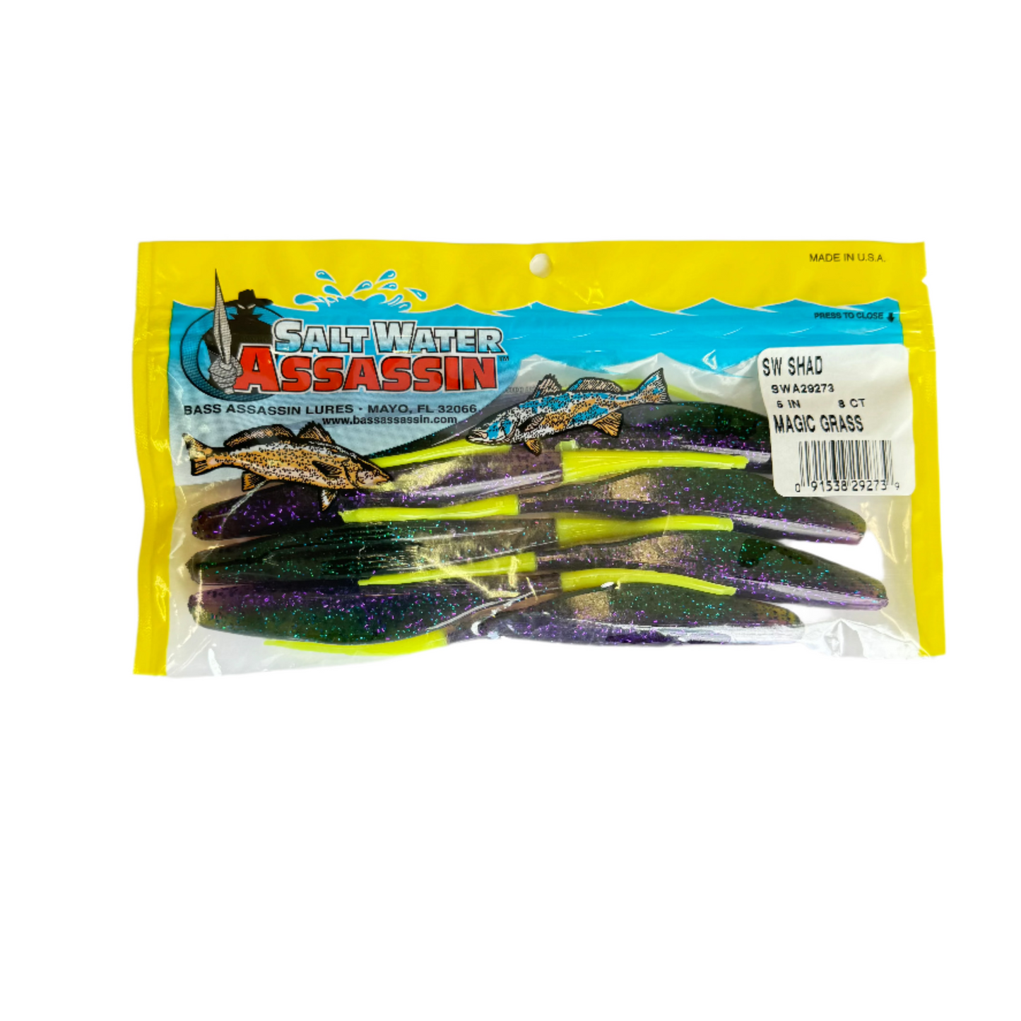 Saltwater Assassin Shad Magic Grass 5in 8 Ct