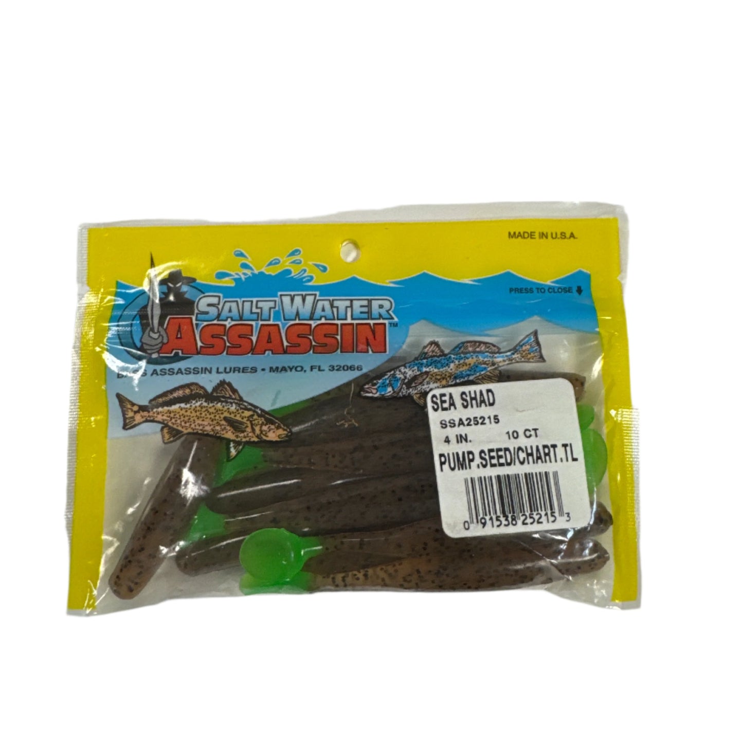 Saltwater Assassin Shad Pumpkin Seed 4in 10 Ct