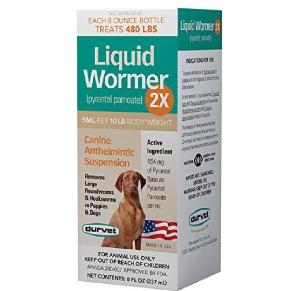 DURVET Wormer-Double Strength Liquid Dog 2oz Dewormer