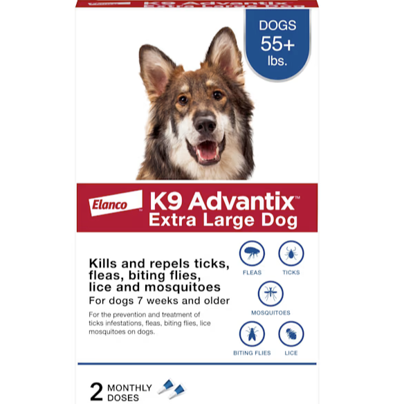 K9 Advantix, Tick & Mosquito Prevention 2-Monthly Treatments for Extra Large Dogs, Over 55 lbs.