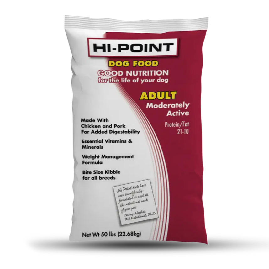 Hi-Point Dog Food Moderately Active | Adult Dry Dog Food 50 lb (Maroon)