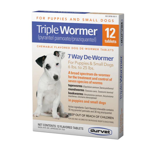 Triple Wormer - Puppies & Sm Dog (6 to 25Lb) 12 ct - box