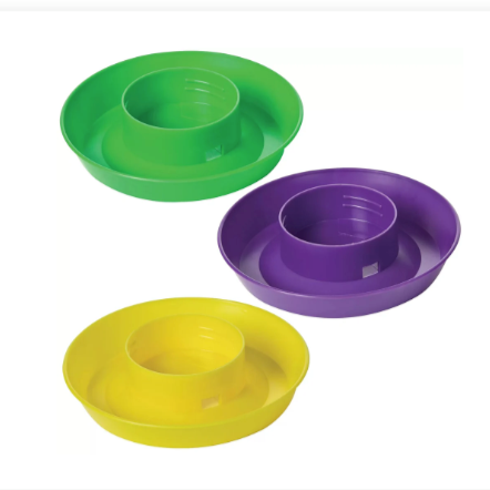 Combines with a waterer jar to make a gravity-feed waterer.