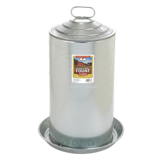 Double Wall Poultry Galvanized Fount - 8 Gallon Waterer