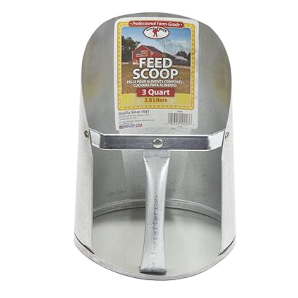 Little Giant® Galvanized Feed Scoop for Livestock | Heavy Duty Stackable Feed Scoop with Enclosed Handle 3 quart