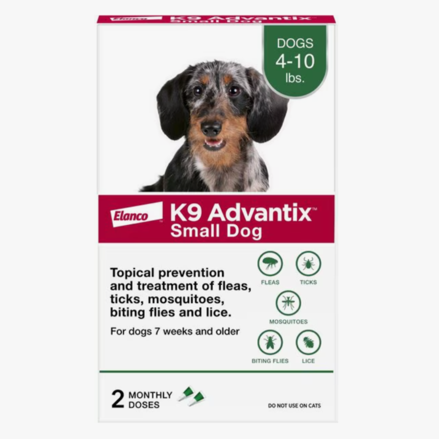 K9 Advantix Flea, Tick & Mosquito Prevention for Small Dogs, 4-10 lbs, 2-Monthly Treatments