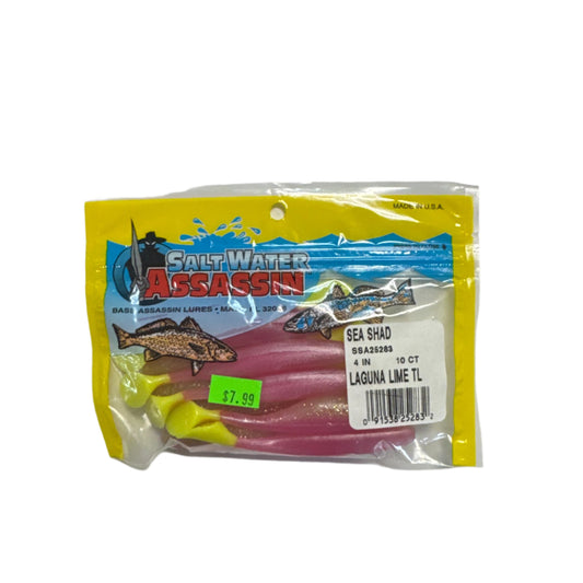 Saltwater Assassin Shad Laguna Lime 4in 10 Ct
