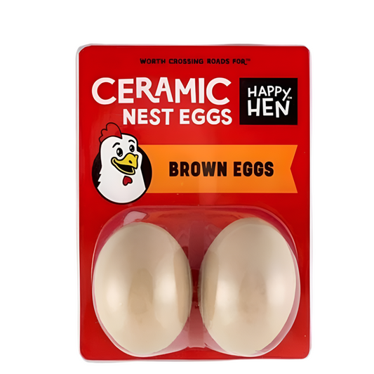 Happy Hen Ceramic Nest Eggs - Brown