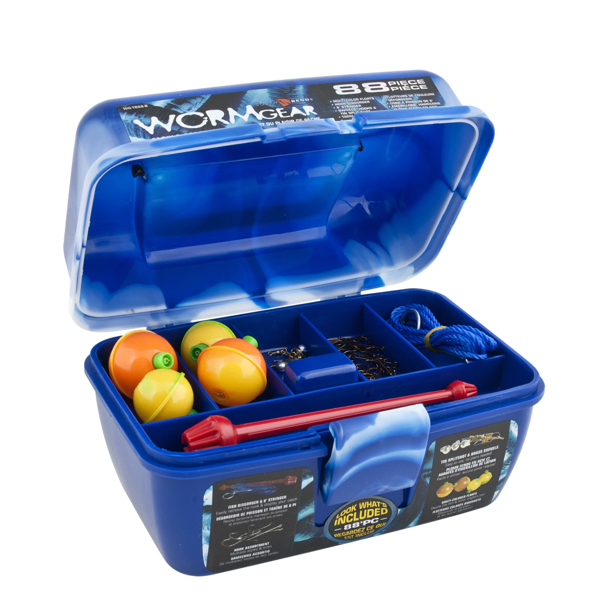 WormGear Tackle Box including 88 Pieces Blue